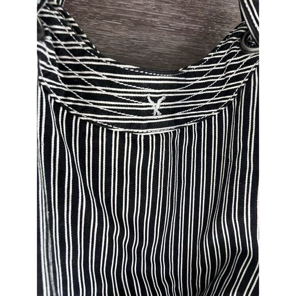 American Eagle Outfitters Black White Striped Fabric Casual Handbag Shoulder Bag - Picture 2 of 8